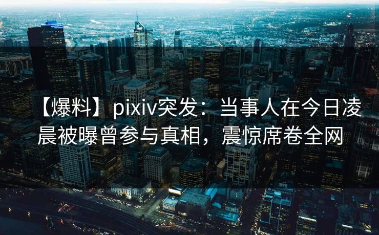 【爆料】pixiv突发：当事人在今日凌晨被曝曾参与真相，震惊席卷全网
