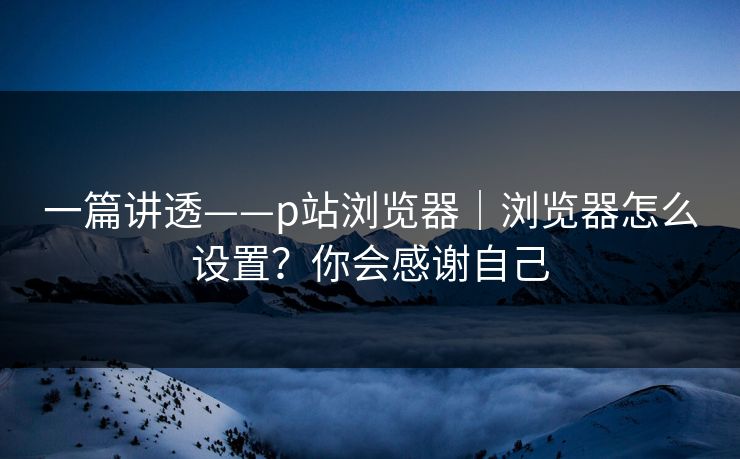 一篇讲透——p站浏览器｜浏览器怎么设置？你会感谢自己